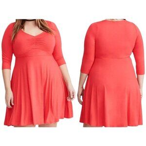 Torrid Dress Womens Size 1/1X Midi Pink Flowy Stretchy Office Work Soft Career